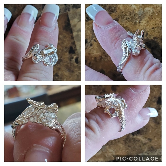 Sterling Silver Dragon Rings Size 8 - Picture 5 of 7